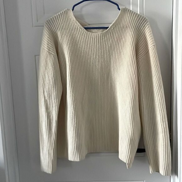 Theory Cream Colored Cashmere Twylina Open Back Sweater - Picture 1 of 6